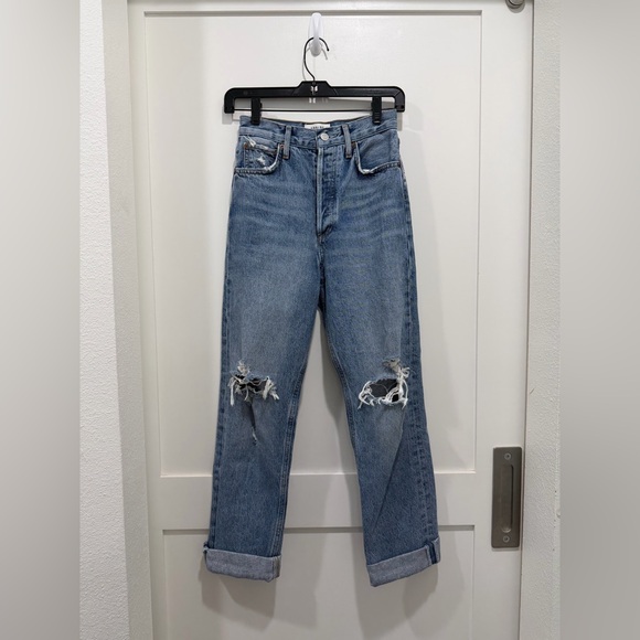 Agolde Denim - AGOLDE 90’s Mid Rise Loose Distressed Jeans Size 23 Pre-Loved 25” Inseam
